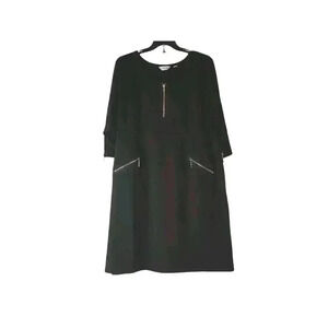 Avenue Women's  Black  Knee Length Front Zip Stretch Dress sz 26/28